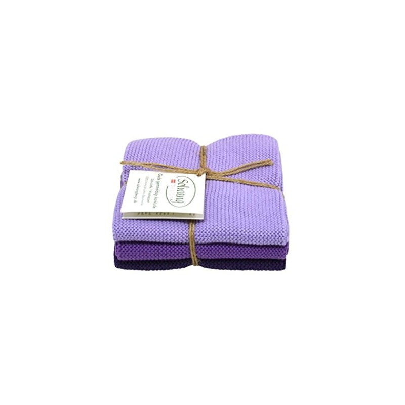 Solwang Cleaning Cloth Dark Purple Combi Knitted Wipes Cotton Wipes