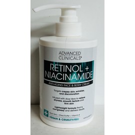 ADVANCED CLINICALS RETINOL + NIACINAMIDE Anti Aging Face & Body Cream 444 ml NEW