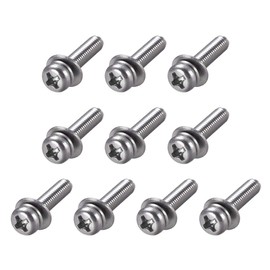 sourcing map M4 x 20mm Stainless Steel Phillips Pan Head Machine Screws Bolts Combine with Spring Washer and Plain Washers 10pcs