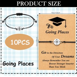 Ptenzor 10Pcs Graduation Gift Bracelets for Him/Her–Class of 2025 Inspirational Compass Bracelets for University,High School,or College Graduates,Perfect Gifts for Friends,Son,Daughter,or Classmates