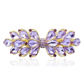 JULIYOOYOO Crystal Hair Barrette Clips for Women and Girls,Stylish and Elegant Hair Accessories,Hair Barrette Clip with Rhinestones Embedded as Decoration(Purple)
