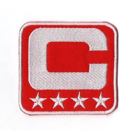 First Anything Captain C Patch Red 4 Stars Football Soccer Baseball Hockey Sports Iron On Embroidered for Hat Shirt Jacket Clothing Backpacks Jeans Cap Size 2.70x2.70 Inch A214