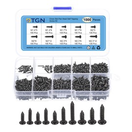 DTGN Small Phillips Pan Head Self Tapping Screws Micro Wood Screws, Mini Electronic Screws Assortment Kit,Carbon Steel Black Oxide(Size:M1.4x5-M2.3x12-1000pcs)