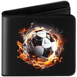 Amutta Kids Wallet for Boys, Cool Teen Boys Wallet for Kids Ages 4-5-6-7-8-9-10-11-12-13-14-15-16, Leather Wallet for Teen Boy, Soccer Bifold Bi Fold Teenage Teenager Youth Gift Christmas Birthday