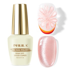 NXJ INFILILA 0.5 OZ Cat Eye Gel Polish, 15ML Holographic Glitter Shimmer Translucent Jelly Color Magnetic Pink Nail Polish for Nail Art Manicure Salon DIY at Home JB13