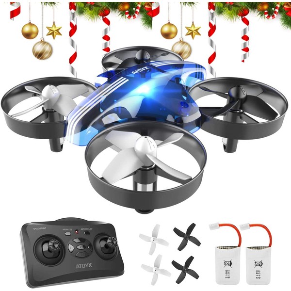 ATOYX Mini Drone for Kids and Beginners,Portable Remote Control RC Quadcopter Drone Toy, Best Drone for Boys and Girls with Altitude Hold, 3D Flips, Headless Mode,LED Light&Extra Batteries AT-66(Blue)