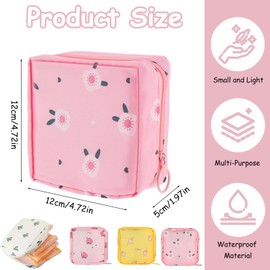 Sanitary Pad Storage Bag, Period Bag, 4 Pcs Portable Period Bag with Zipper for School, Period Products Tampon Holder, Cute Cotton Pad Storage Pouch for Girls and Women