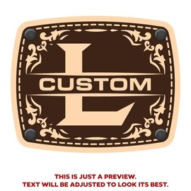 CityLocs Custom Initials Hat with Engraved Leather Patch - Letter: L, Hat Color: Military Green/Blk Trucker