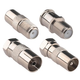 F to TV 4 Type Series 75 Ohm F Female Male to TV Type Pal Male Female Coaxial Adapter Connectors Kit for TV Tuner Satellite FM Coax Cable Extender Antenna