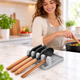 Kitchen Spoon Holders Fork Spatula Rack Shelf Organizer Plastic Chopsticks Holder Non-slip Spoons Pad