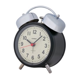Casio TQ-720J-1CJF Alarm Clock, Atomic Clock, Black, Analog Bell, Twin Bell, Snooze Function, Light
