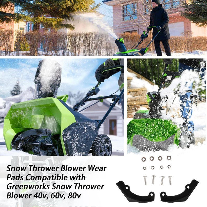 XTPTFABS Snow Thrower Blower Wear Pads Compatible with Greenworks Snow