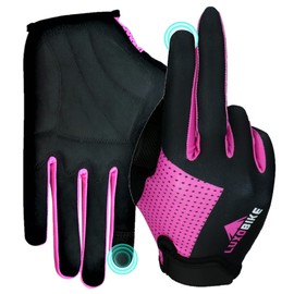 LuxoBike Guantes de ciclismo para bicicleta de montaña, guantes de ciclismo para mujeres y hombres, bicicleta de carretera – Almohadilla transpirable antideslizante absorbente de golpes – guante de reconocimiento táctil de dedo completo