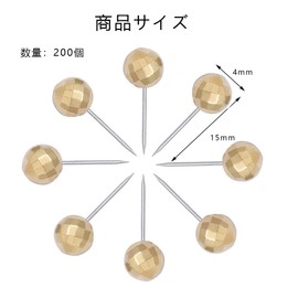 YJRUNFU 200pcs Ball Pins Decorative Thumb Tacks Round Steel Strong Push Pins for Photo Picture Exhibition Fixing Round Map Push Pins (Yellow Gold)