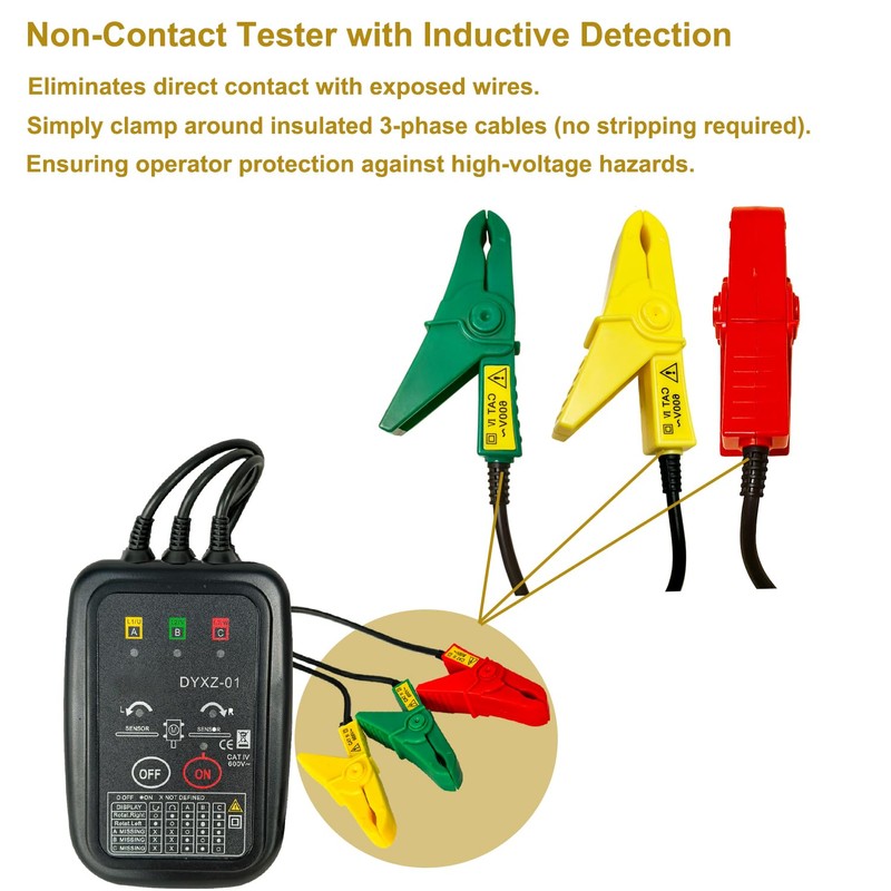 Non-Contact 3 Phase Rotation Meter | Motor Rotation Tester for