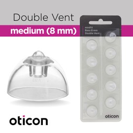 Oticon MiniFit Bass Double Vent 8mm = 0.31 inches - Medium 10 Domes, Genuine OEM Denmark Replacements, Oticon Hearing Aid Domes Compatible with Oticon Bernafon Sonic Hearing Aids-1 Pack/10 Domes Total