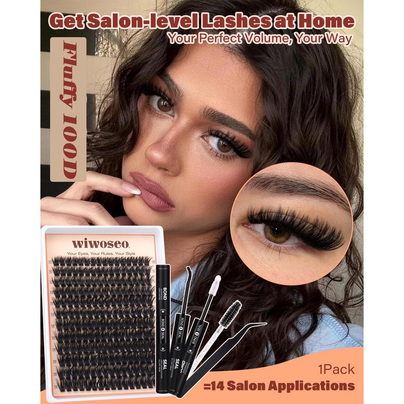 Lash Clusters Kit Fluffy 100D Thick Eyelash Clusters 10-18MM 192pcs