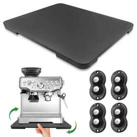 Appliance Slider 360° Rolling Tray for Coffee Maker Bamboo Coffee Pot Slider Tray for Countertop Rotation Sliding Tray with Wheels, Appliances Mat Easily from Under The Cabinet Black(15.7"×13")