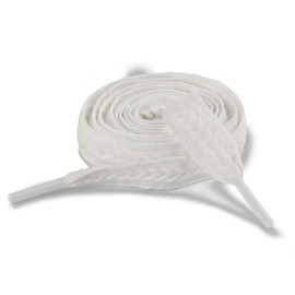 ESCWH Wide and Thick Fat Shoe Laces Suitable for Sports Shoes, Canvas Shoes, Flat Replacement Shoelaces, Made of Pure Cotton, Suitable for Children, Adults and the Elderly, One Size Fits All (White)