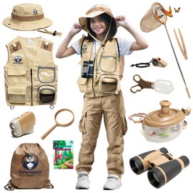Kids Bug Catching Kit - Complete Explorer Kit with Safari Vest, Hat & More - Cute Dress-Up Safari Costume, or Zoo Keeper - Outdoor Explorer Set & Bug Toys for 3-12 Year Old Boys Girls + Adventure Book