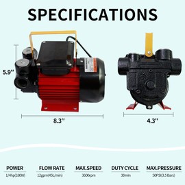 BORRITT Fuel Transfer Pump AC 110V 550W Power Rate 16 GPM Flow Rate Self Priming Electric Fuel Pump Suitable for Diesel, Kerosene, Biodiesel Diesel Transfer Pump Used for Vehicles, Ships, Farms
