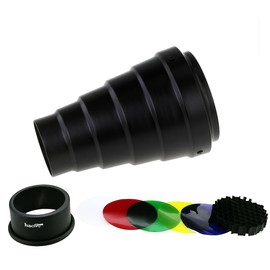 Haoge Metal Conical Snoot with Honeycomb Grid and Color Gel Filter Kit for Balcar Paul C Buff AlienBees Alien Bees Einstein White Lightning Studio Strobe Monolight Photography Flash Light