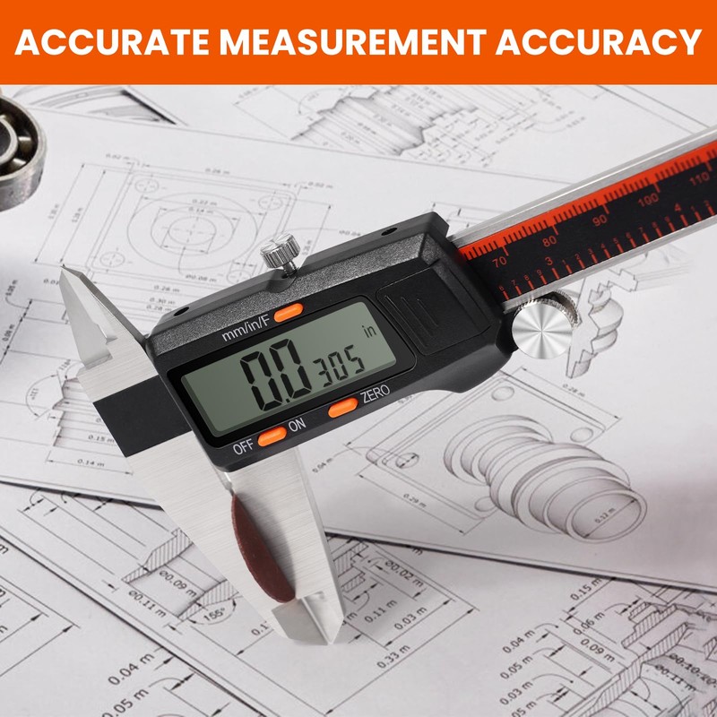 HARDELL Digital Caliper, 0-8 Inch Measuring Tool Large LCD Screen,Stainless