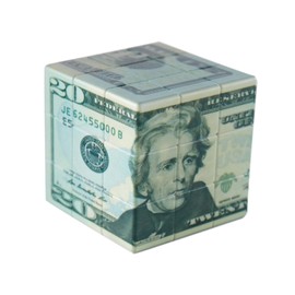 Speed Cube 3x3 Ten-Dollar Notes/Bill Back Pattern Magic Cube Puzzle,IQ Games Puzzles Relief Effect Adult Toys,5.6cm/2.2" (20 Dollars)