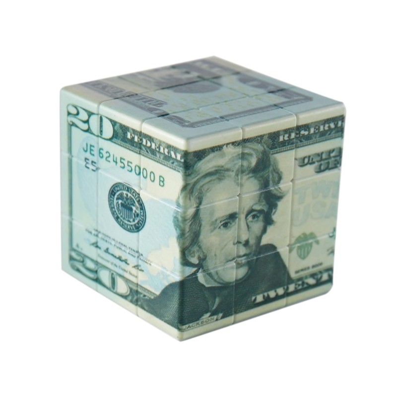 Speed Cube 3x3 Ten-Dollar Notes/Bill Back Pattern Magic Cube Puzzle,IQ