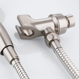 Universal Shower Head Holder for Handheld Shower Head, Adjustable Shower Arm Mount Bracket with Brass Swivel Ball, Shower Head Support - Brushed Nickel