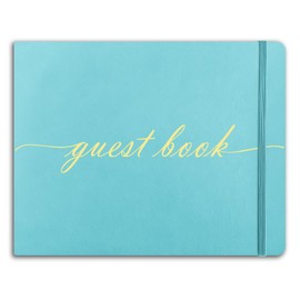 Elegant Wedding Guest Book - Perfect for Wedding Receptions, Baby Showers, Birthdays and Special Events - 7" x 9" Sign in Book - 120 Lined Pages - Leather Hardcover - Teal