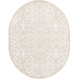 Unique Loom Rushmore Collection Area Rug - Taft (7' 10" x 10' Oval, Snow White/ Beige)