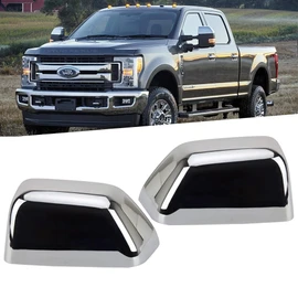 Chrome Exterior Door Top Half Tow Mirror Cap Cover for Ford Super Duty 2017-2025 F250 F350 2017-2022 F450 F550 Snap-on Towing Accessories (Chrome)