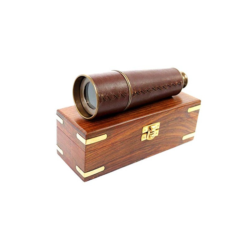 Antique Telescope Antique Brass and Leather Extendable to 50 cm