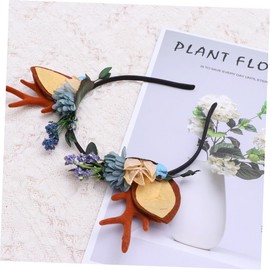 Angoily 1pc Cute Kids Party Headwear Women Hair Accessories Deer Floral Antlers Blue Hair Accessories Christmas Antler Headpiece Christmas Party Supplies Christmas Hair Ring Miss Elk Horns