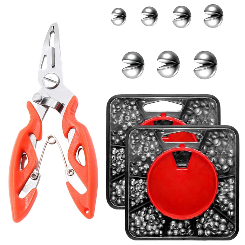 Satiskid 358PCS Split Shot Fishing Weights Set with Pliers, 7-Size