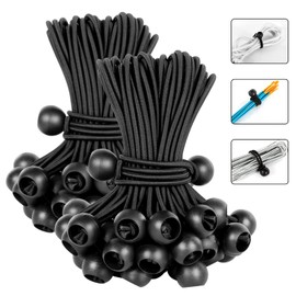 Tarp Ball Bungee Cords 6 Inch,100 PCS Tarp Bungee Balls Ties Heavy Duty Canopy Tarp Tie Down Ball for Camping,Shelter,Cargo,Tent Poles with UV Resistant
