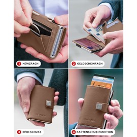 SF SCOFIELD Trinity Wallet, Pop Up Card Holder Men's with Coin Compartment 10 - 12 Cards, Credit Card Holder, RFID Protection, Card Wallet, Men's Wallet, Smart Wallet