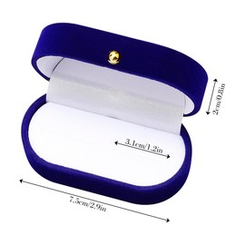 GLADFRESIT Velvet Ring Box, Oval Double Slots Ring Box, Vintage Engagement Ring Holder Classic Jewelry Box for Wedding Proposal (Navy Blue)