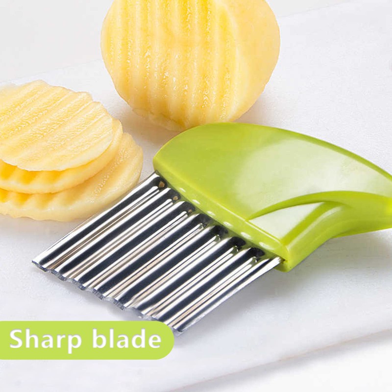 Lumeiy Vegetable Slicer Stainless Steel Chip Wave Cutter (Green)