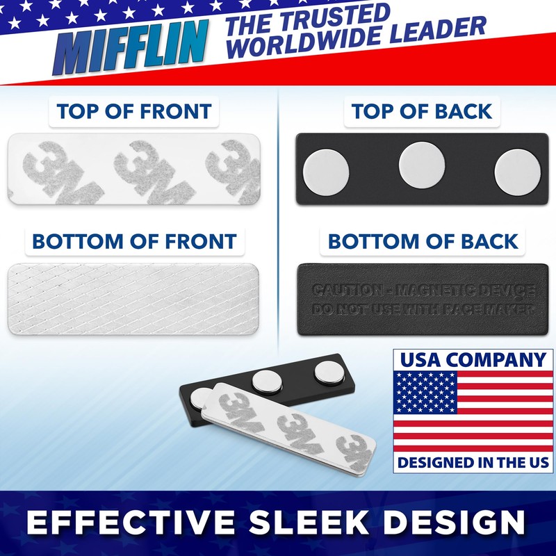 Mifflin-USA - Name Tag Magnets - 10 Pack, 1.75 x