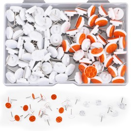 100pcs Reflective Tacks for Trail Marking, Box Package Reflective Trail Tacks Thumb Tacks Glow in The Dark Tacks Tree Markers for Hunting Camping Hiking Survival Outdoors(Orange & Silver)