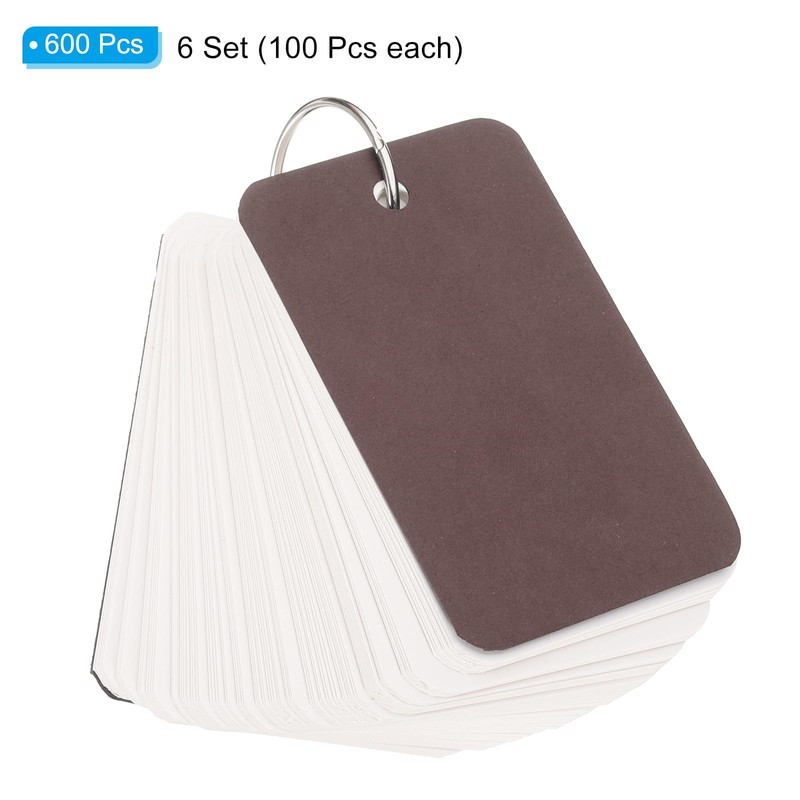 PATIKIL Blank Index Cards with Ring, 600Pcs Blank Flash Card