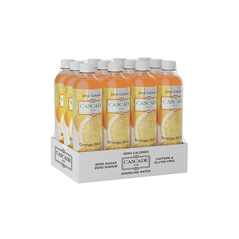 Cascade Ice Sparkling Water, Orange Mango, 17.2 Fl Oz (Pack