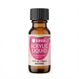 Sassi Acrylic Liquid Monomer (EMA) – Made in USA, Professional Nail System, Non-Yellowing, Self-Leveling, Strong Adhesion for Acrylic Nails (0.5oz)