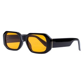 OSAGAMA Rectangle Sunglasses for Women Men Unisex Vintage 90s Square Sun Glasses 52mm Black/Orange