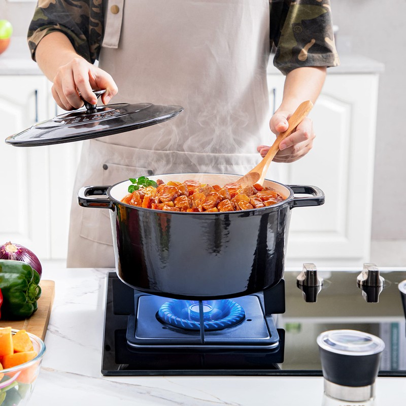 Velaze 6 QT Enameled Cast Iron Dutch Oven, Dual Handles