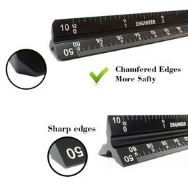 Cyleibe Architectural Ruler Aluminum Triangle Metric 1:20 1:25 1:50 1:75 1:100 1:125 Standard 12 Inch Architectural Ruler for Architects Students Draftsmen Engineers Silver