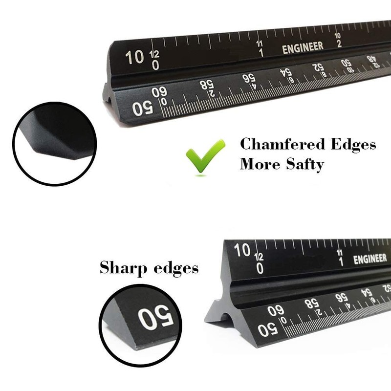 Cyleibe Architectural Ruler Aluminum Triangle Metric 1:20 1:25 1:50 1:75