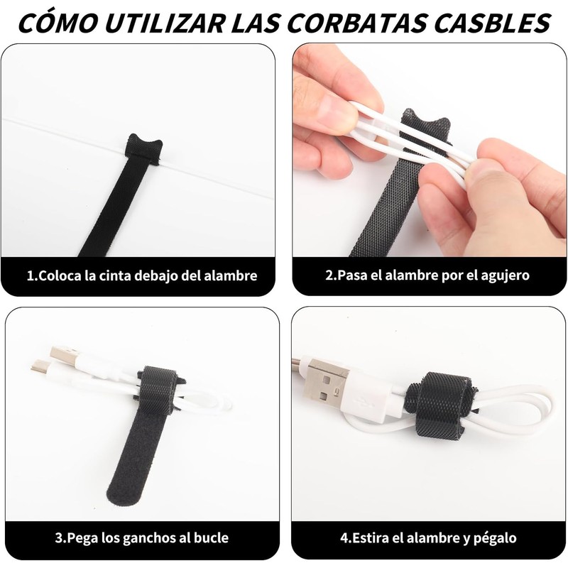 Ruistli Organizador de Cables?60 Pcs-12 * 20cm?Velcr